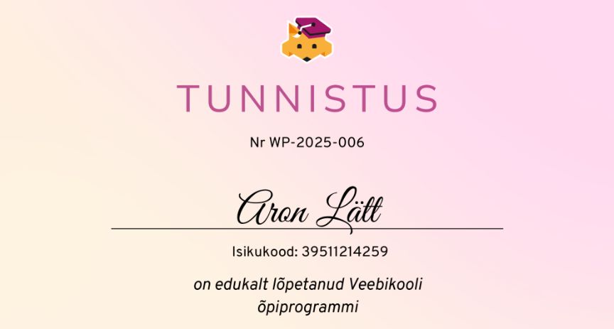Aron Lätt veebikool.ee tunnistus