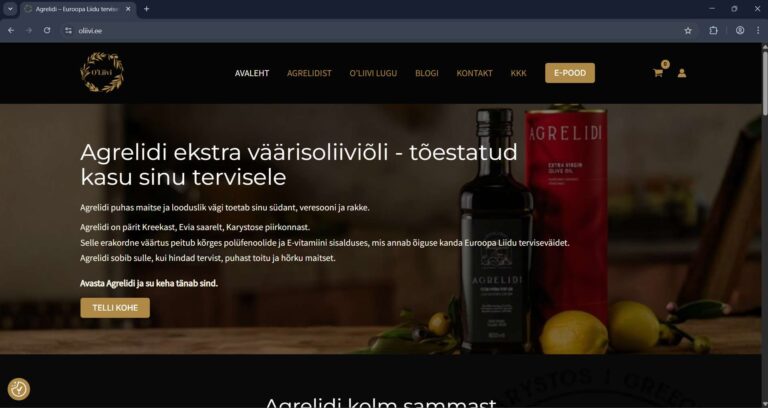 Oliivi.ee koduleht koos e-poega