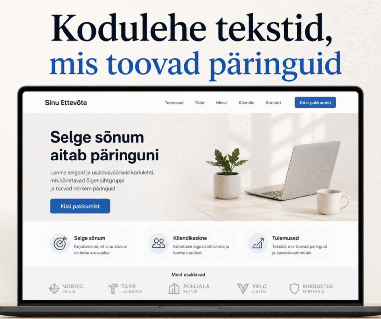 Millised peaksid olema kodulehe tekstid ettevõtte kodulehel, et tuleks päringuid?