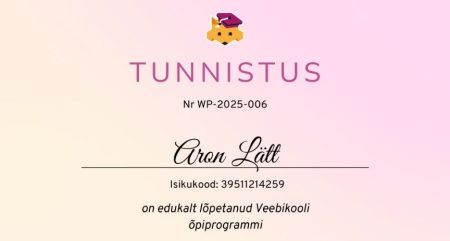 Aron Lätt veebikool.ee tunnistus